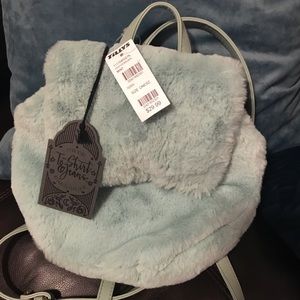 Mint faux fur mini backpack